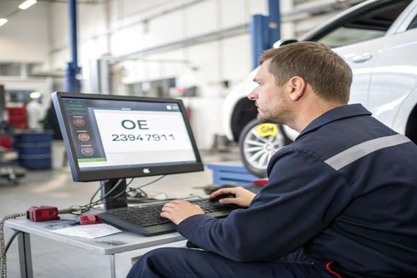 a person comparing technical data on two different computer screens