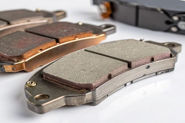 Close-up of metallic brake pad material