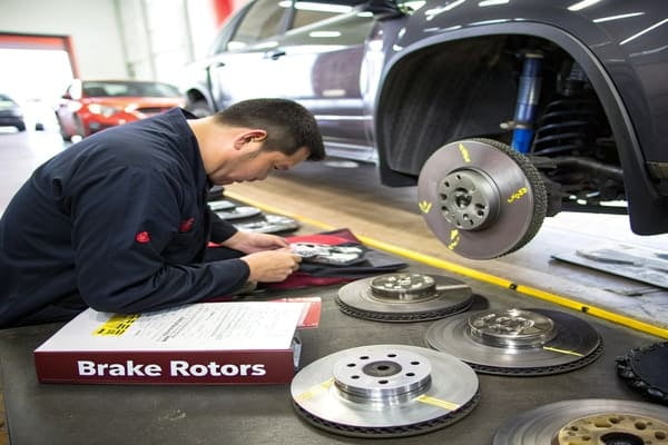 a close-up of a high-performance brake rotor on a sports car