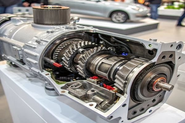 An exploded view of a car transmission system