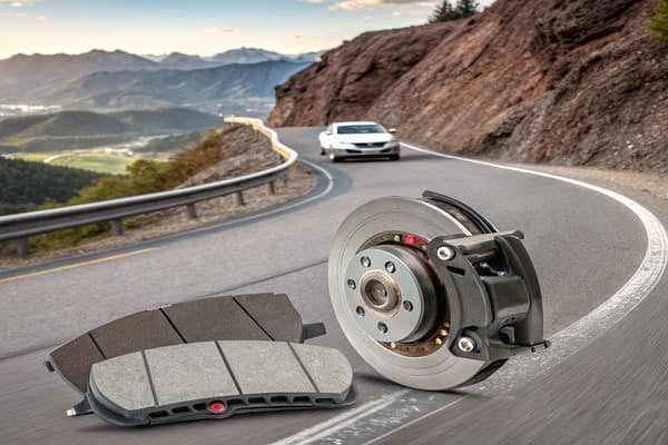 Brake rotor glowing red from heat