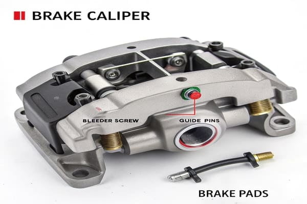 An exploded view of brake caliper parts