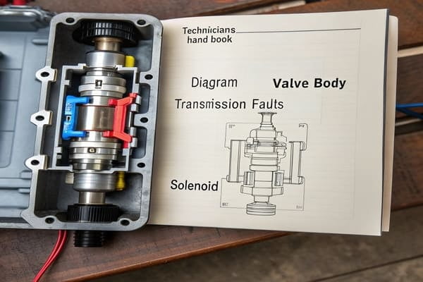 Technician studying a valve body schematic