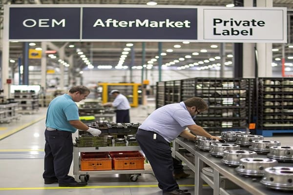 Diagram showing OEM vs Aftermarket vs Private Label supply chains