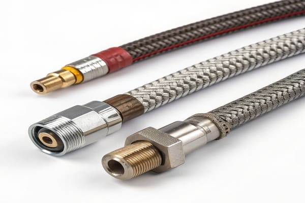 a steel brake line and a flexible rubber brake hose