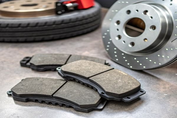 A performance car braking hard on a track