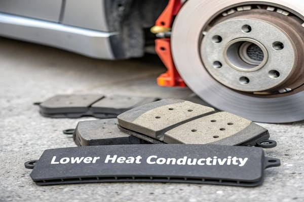 A graphic showing heat radiating from a brake rotor.