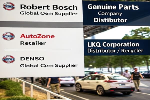 A collage of different auto parts company logos