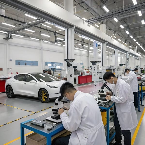Tesla parts being manufactured in a Chinese factory