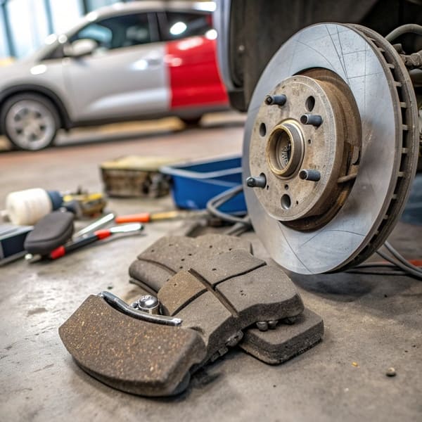 Diagram showing brake pad and rotor vibration points