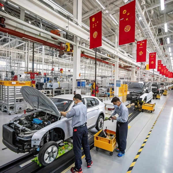 A cargo ship loaded with containers at a Chinese port