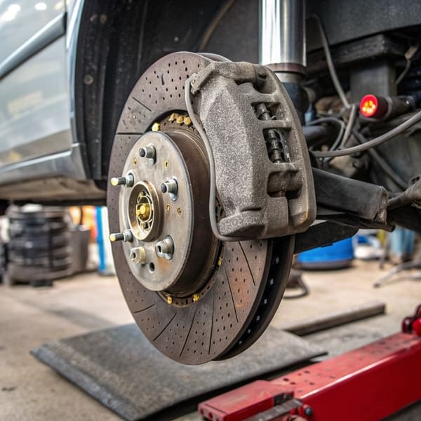 Diagram showing a brake pad's location within a disc brake system