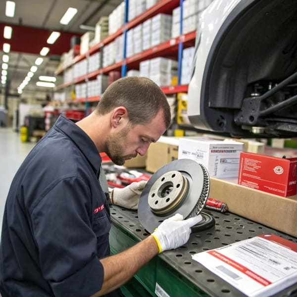 a collage of different types of brake pads and manufacturing equipment