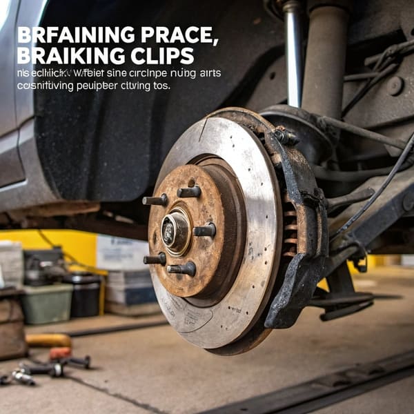Mechanic pointing to a missing brake clip on a car