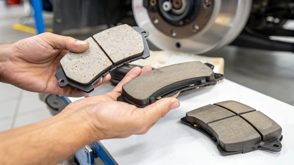 A close-up of a high-quality ceramic brake pad