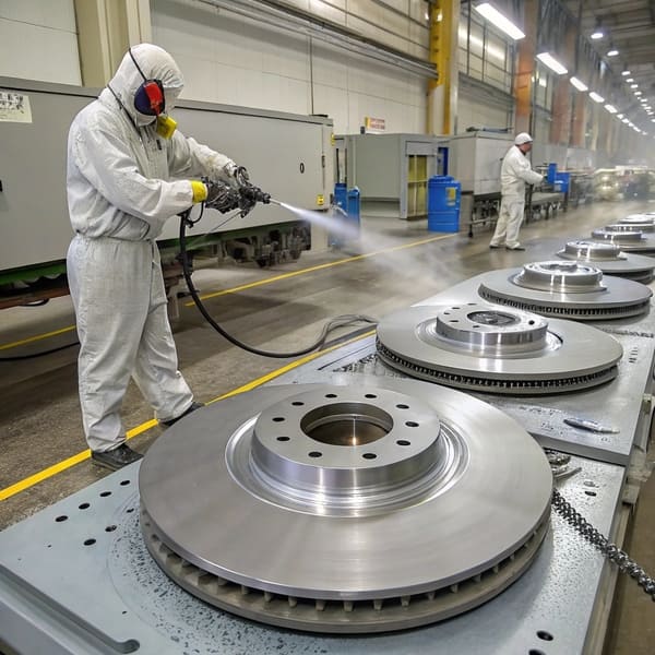 Manufacturing line for Geomet coated brake rotors