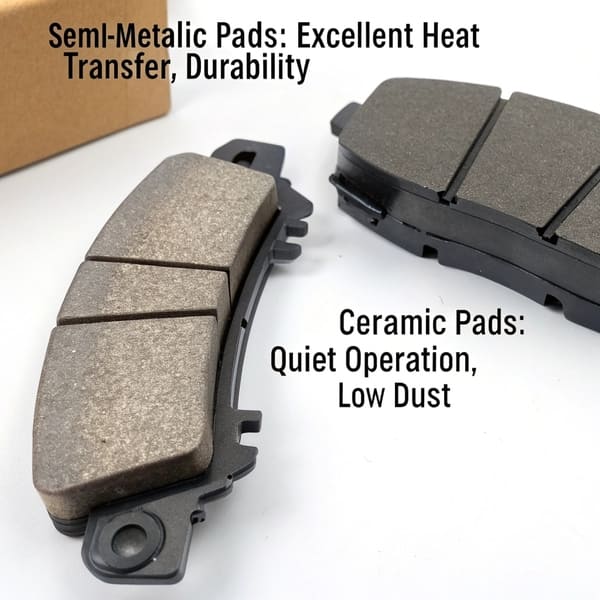 Different types of brake pad materials side-by-side