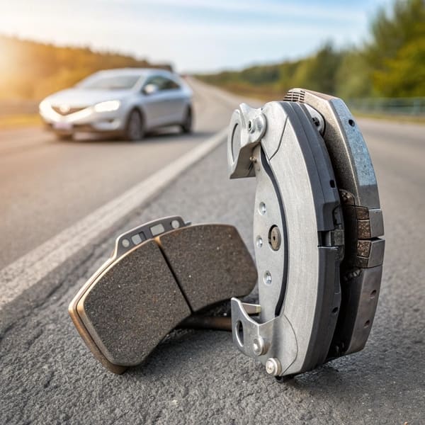 A car braking hard on a test track