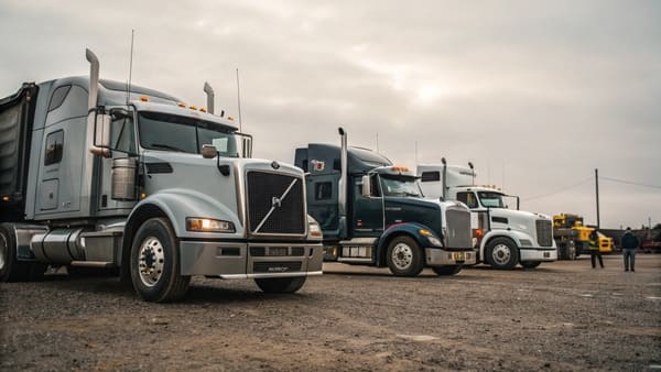 Close-up of a heavy-duty truck's brake system