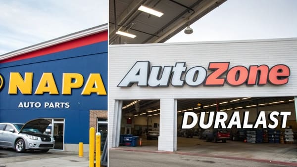 A comparison graphic showing the NAPA and AutoZone logos.