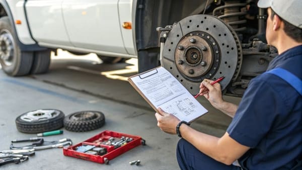 A detailed view of a heavy-duty truck clutch disc.