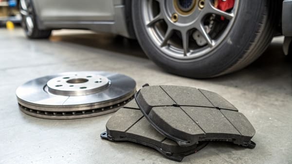 A close-up view of the texture of a ceramic brake pad