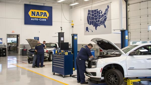 Map showing a network of auto repair locations