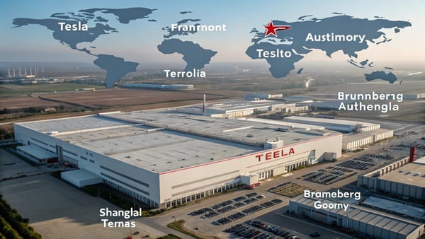 Aerial view of a Tesla Gigafactory