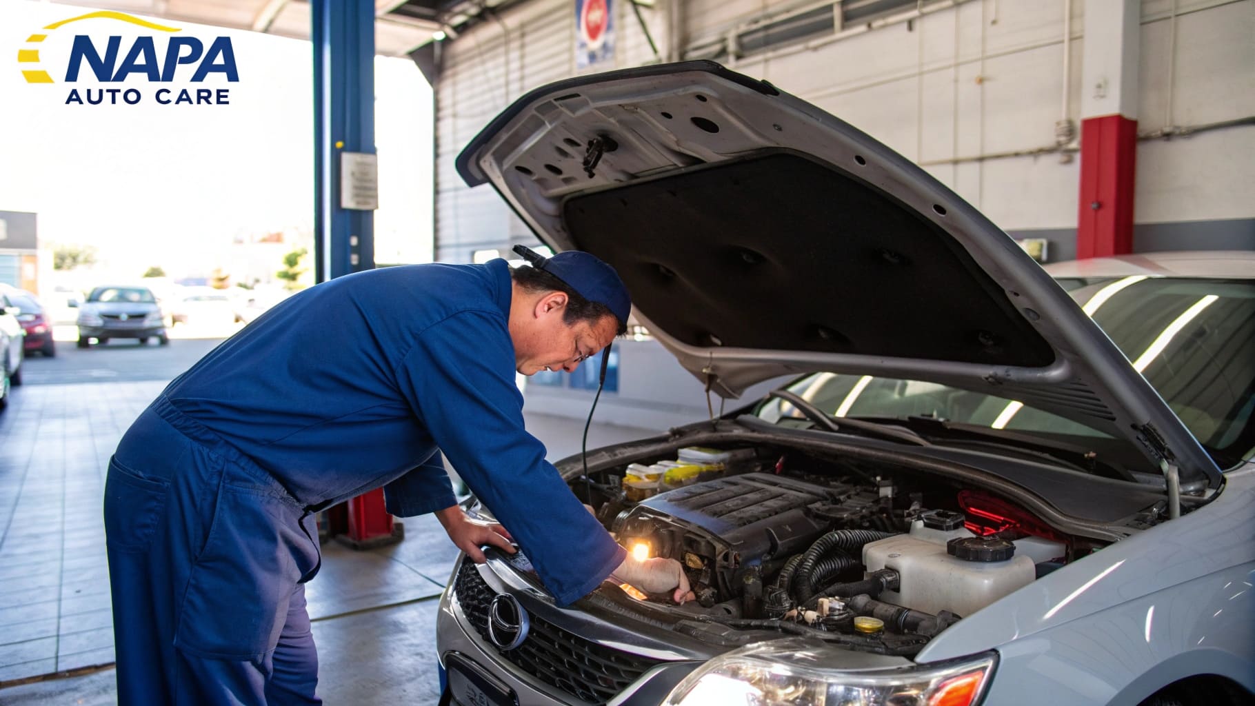 A clean and professional auto repair shop bay