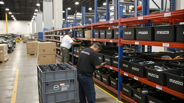 A factory floor showing both OEM and custom aftermarket parts