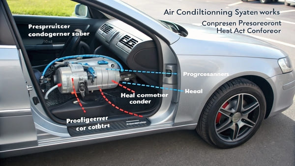 A car radiator placed behind an AC condenser