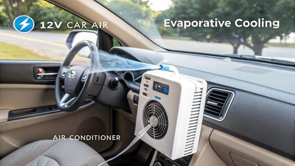 An inside view of a portable air conditioner showing the fan and filter pad