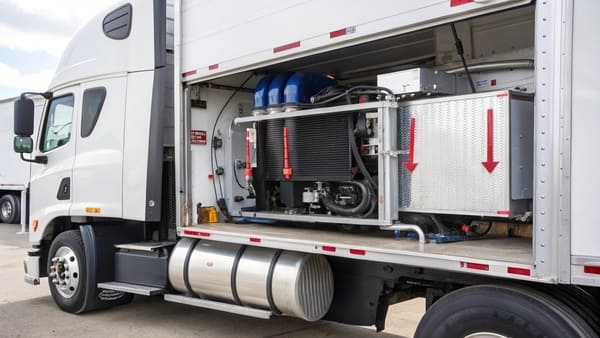 A side-by-side comparison of a truck AC compressor and a car AC compressor