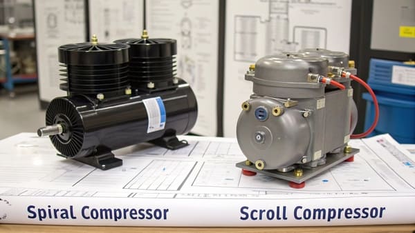 Diagram showing the scroll design of a compressor