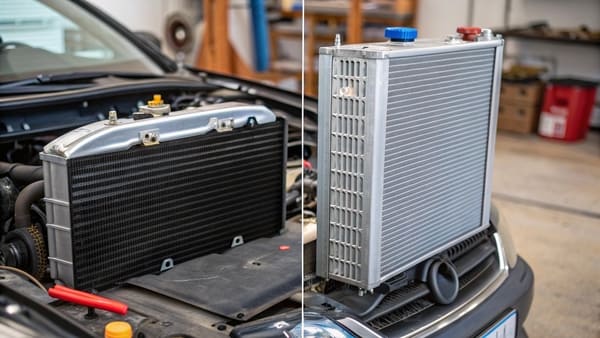 Side-by-side comparison of an AC condenser and a car radiator