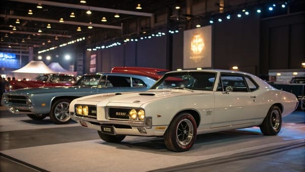 A classic Pontiac GTO parked at a car show