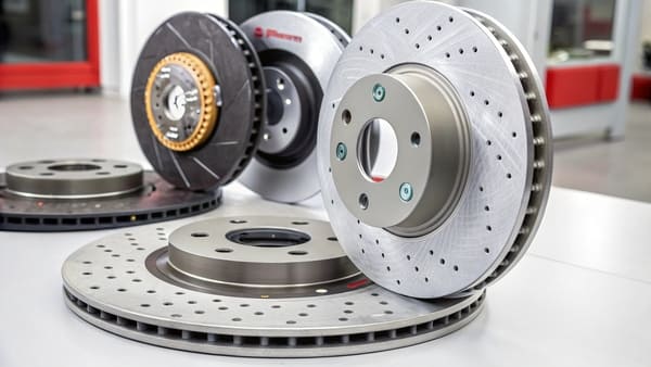 High-performance brake rotors on a car