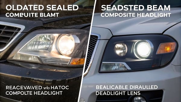 A modern car with sleek composite headlights