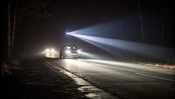 Diagram of a high beam headlight's light pattern