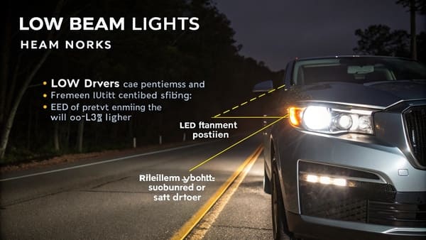 Diagram of a low beam headlight's light pattern