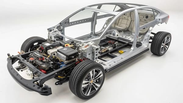 A detailed cutaway view of a car engine