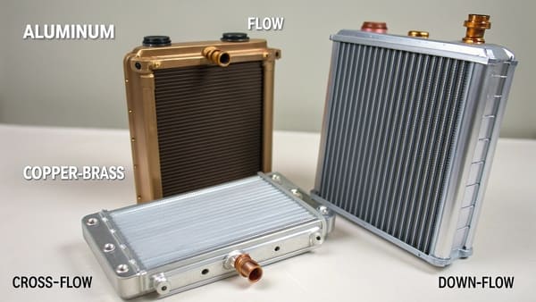 Side-by-side comparison of an aluminum radiator and a copper-brass radiator