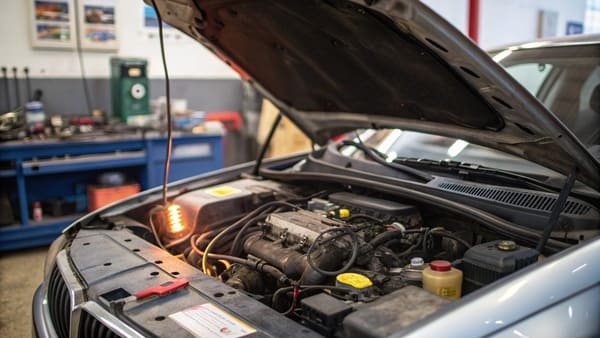 Check engine light illuminated on a car dashboard.