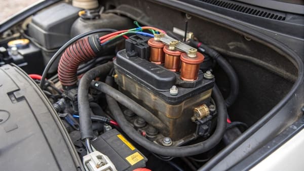 Diagram showing how an ignition coil works.