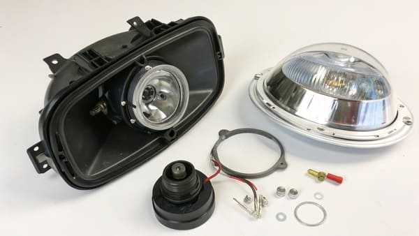 Exploded view of a composite headlight assembly