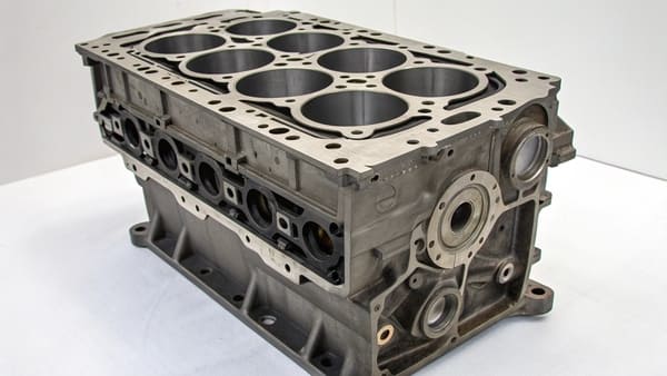 A detailed view of a car engine block
