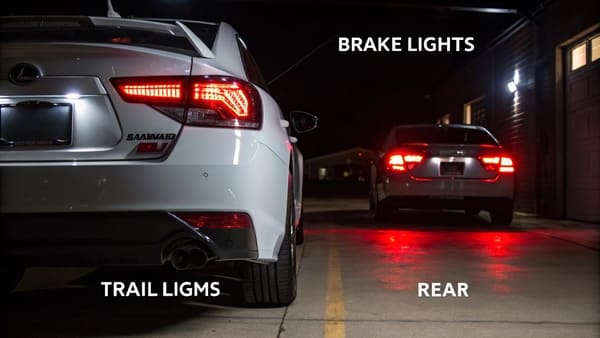Diagram showing the difference between tail lights and brake lights