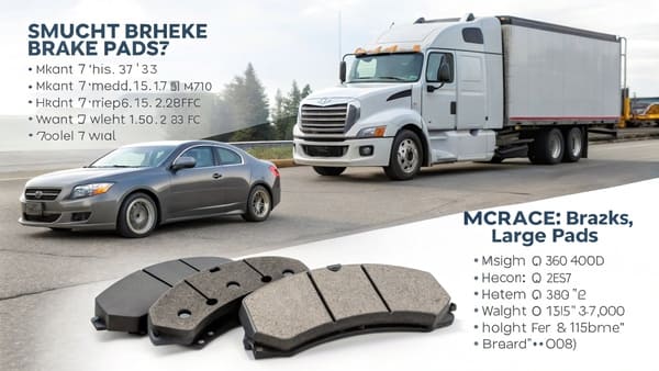 A large truck brake pad placed next to a small car brake pad to show the size difference.