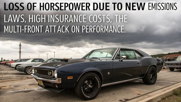A 1970s muscle car with a large hood scoop, symbolizing style over substance