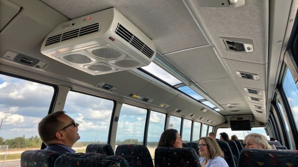 tour bus hvac system on a modern bus